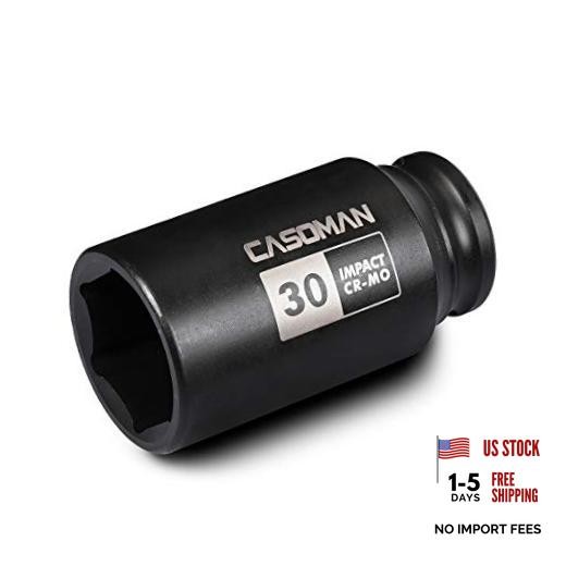 1/2" Drive x 30 mm Deep 6 PT Impact Socket, CR-MO, 30 mm (Deep) 6-Point Socket