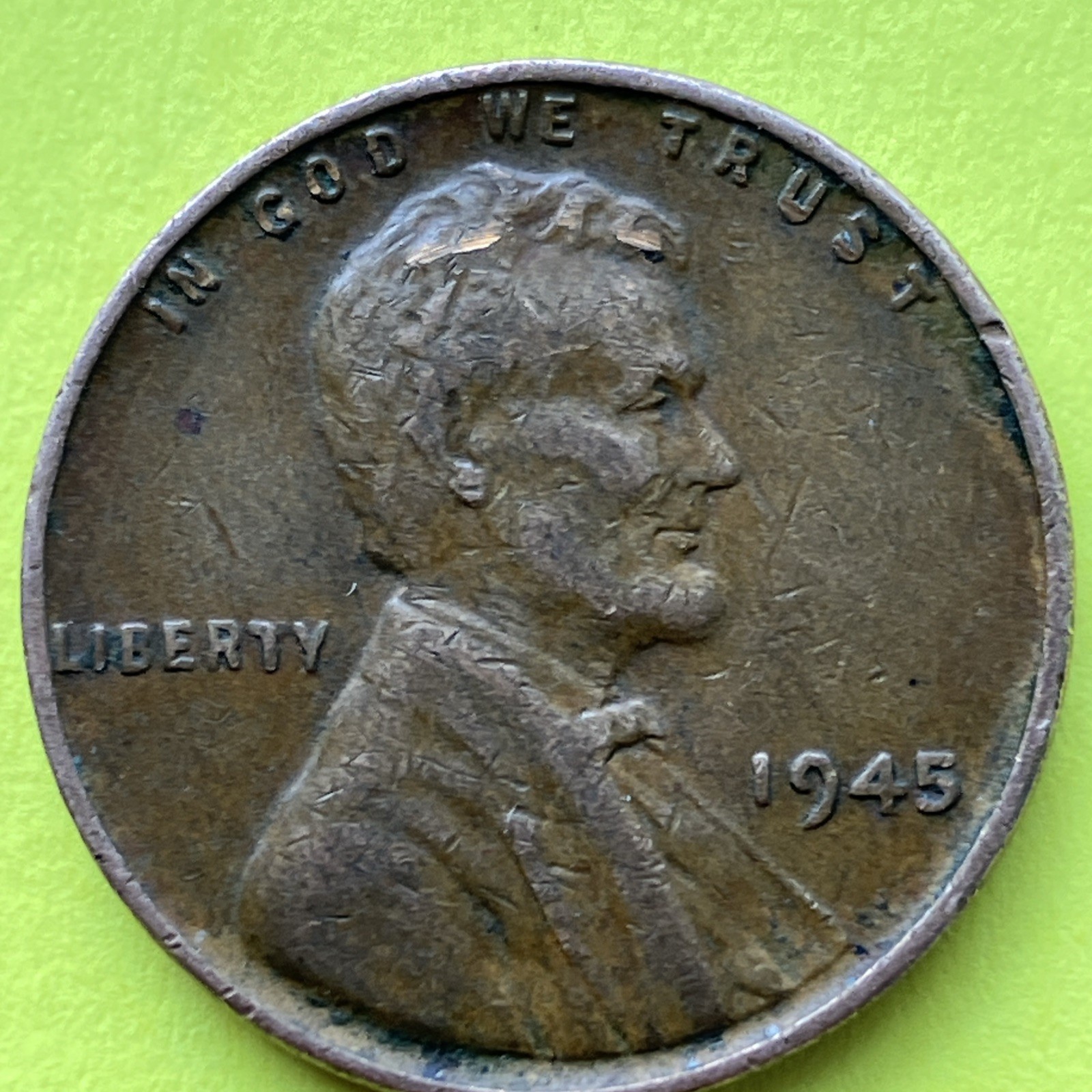 1945 Wheat Penny No Mint Mark L on Rim