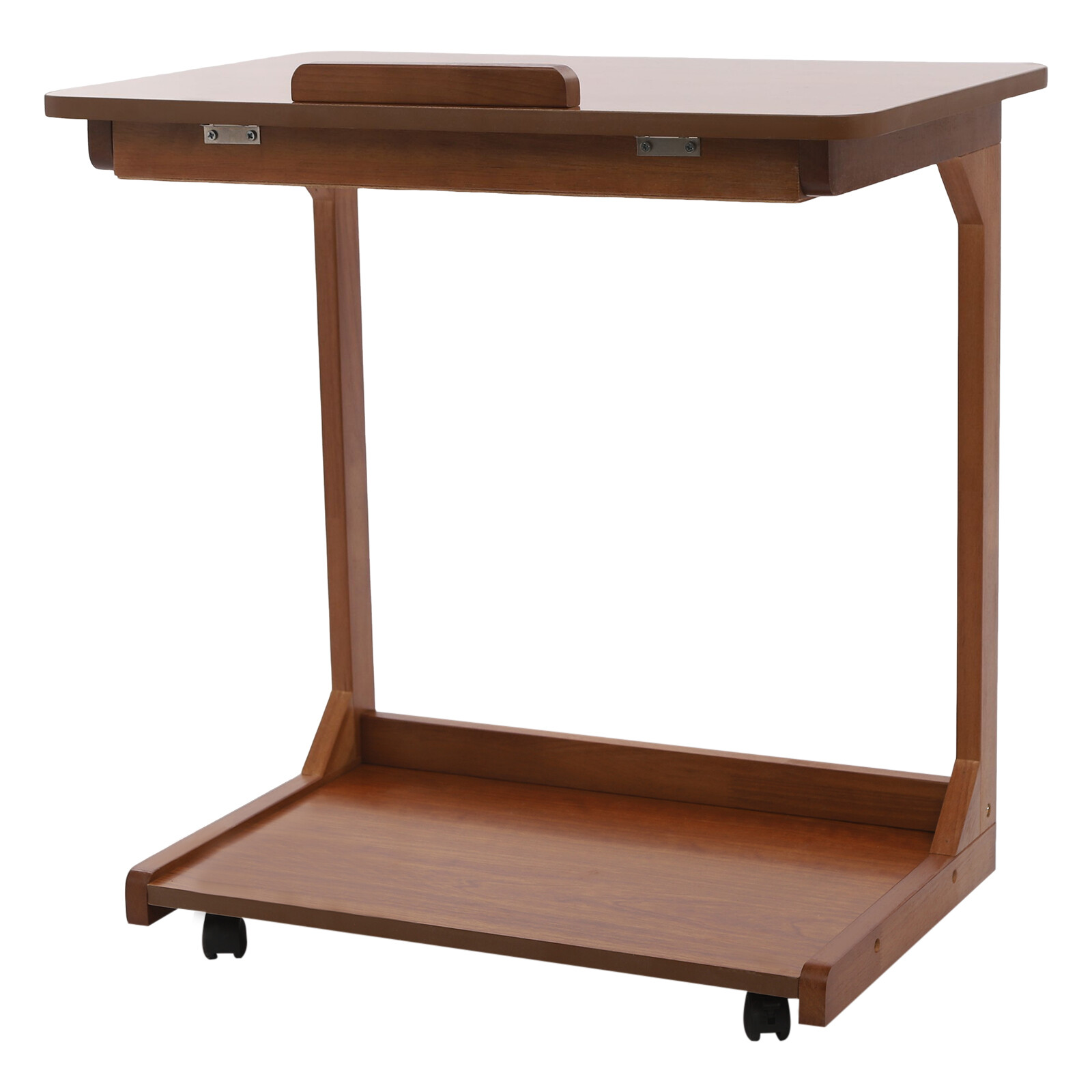 Modern C Shaped Table C Table with 4-Wheels Couch Table C-Shaped End Table Home