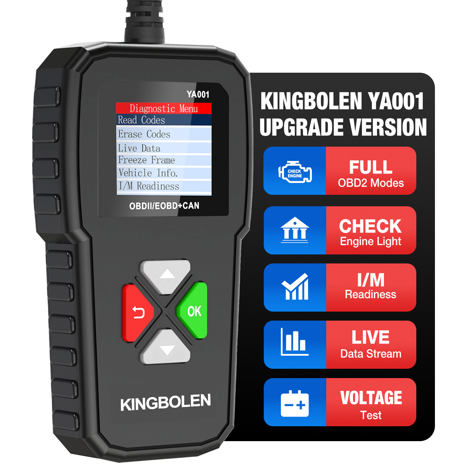 KINGBOLEN YA001 OBD2 Scanner Code Reader Clear Car Check Engine Diagnostic Tool