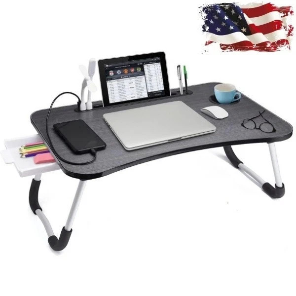 HOT Laptop Desk, Laptop Bed Stand Foldable, Reading & Writing Holder with Draw
