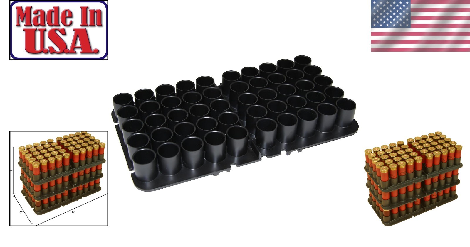 Durable 12 Gauge Shotshell Tray - Holds 50 Rounds, Perfect for Organization