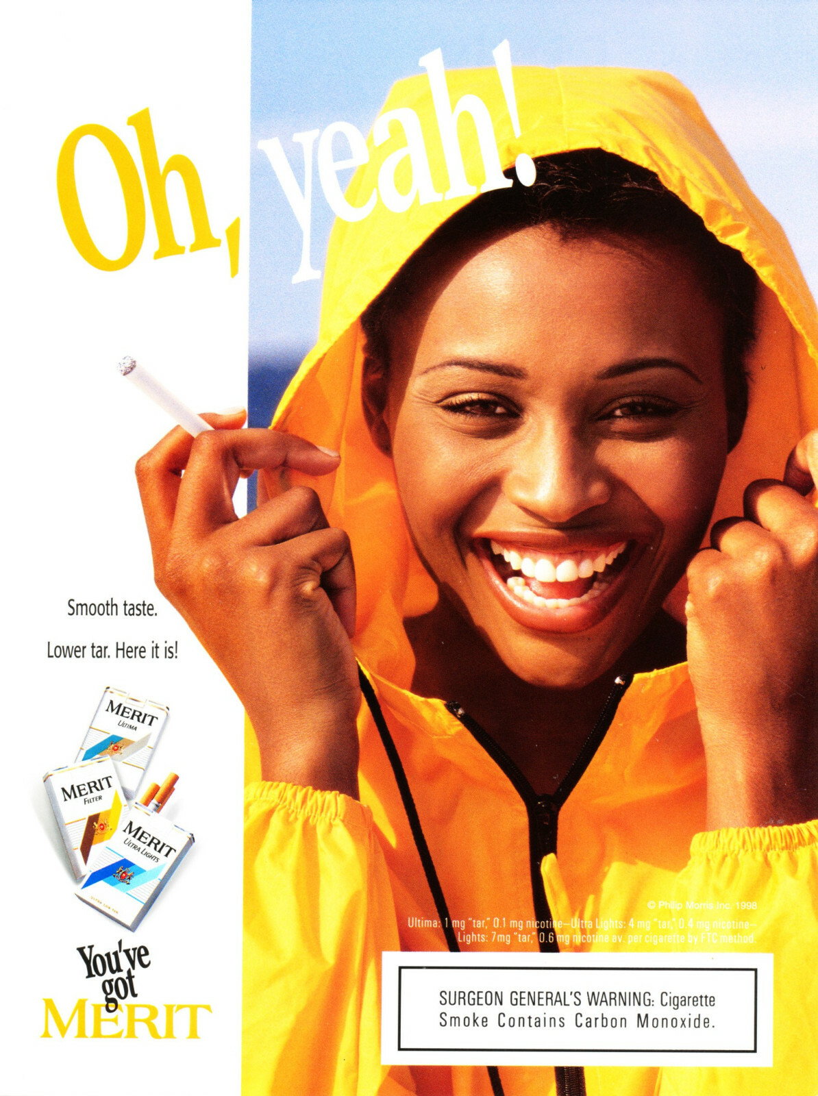 MERIT CIGARETTE AD #93 RARE 1998 VINTAGE OUT OF PRINT OH, YEAH