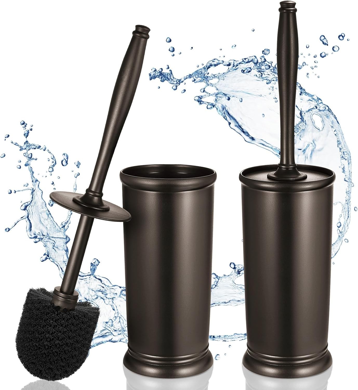 Toilet Bowl Brush Holder Set: 2 Pack Modern Deep Cleaning Bathroom Toilet
