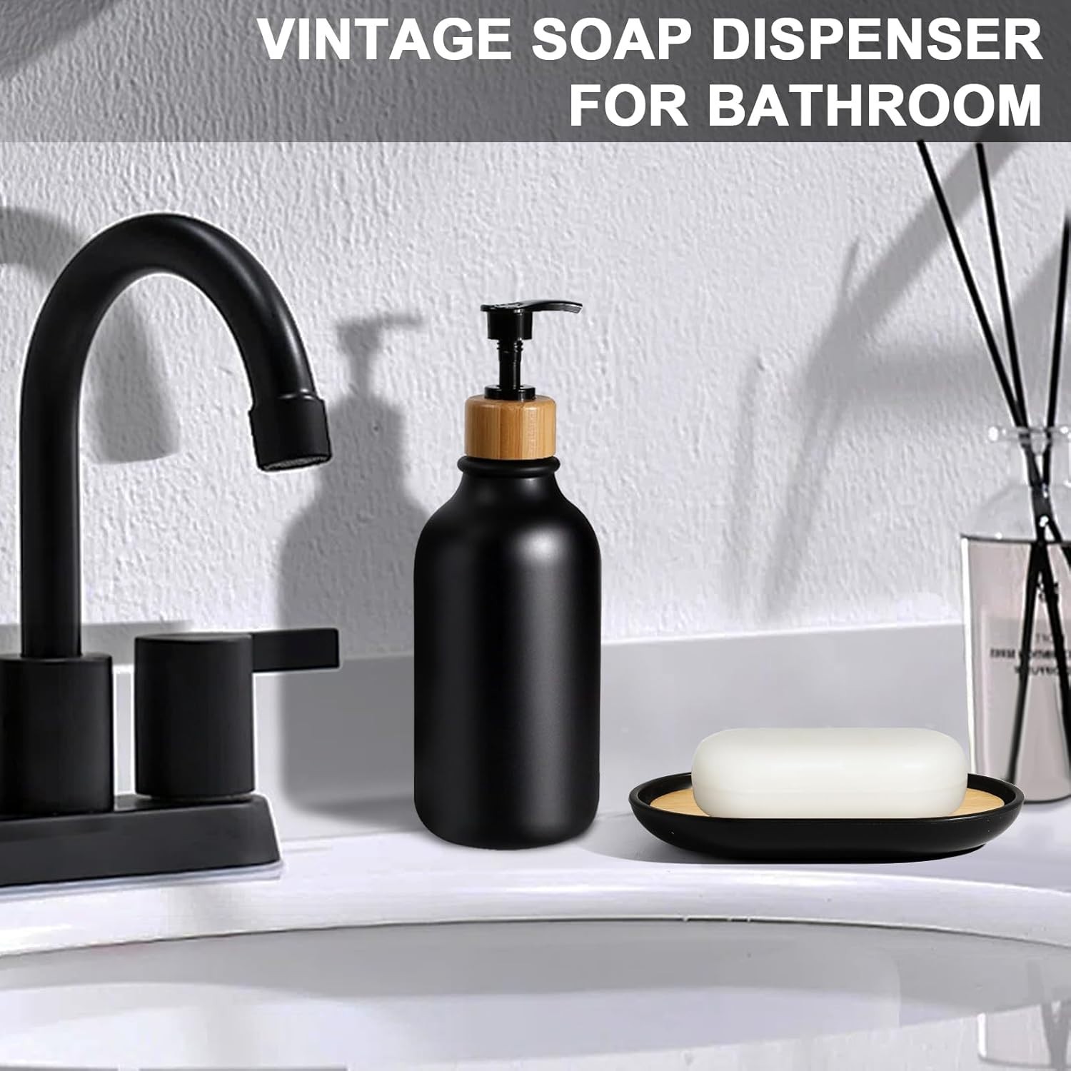 Stylish Black Bathroom Accessory Set - Shatterproof & Dust-Proof 5 Piece