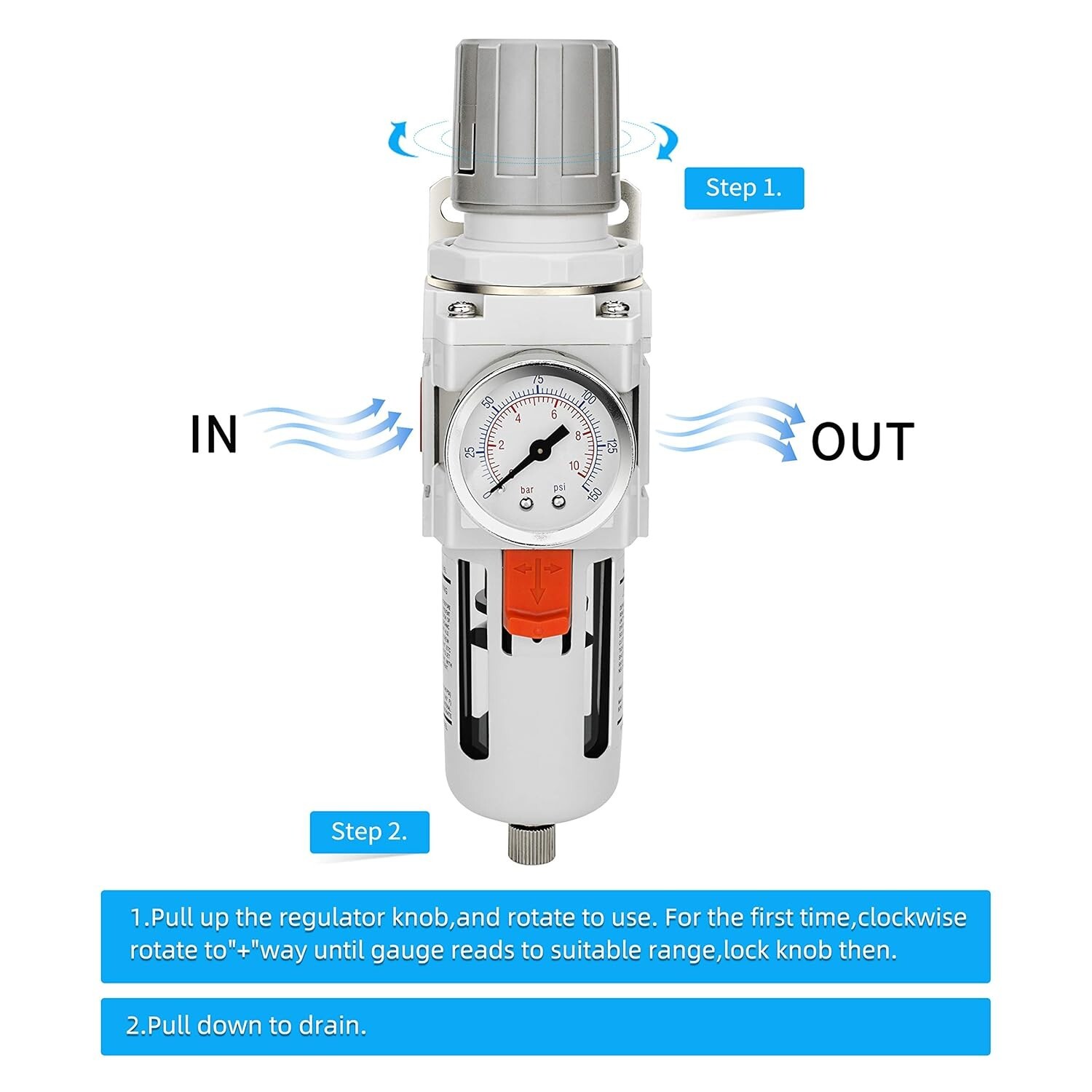 Efficient Air Management Combo: Brass Filter Element & Semi-Auto Drain System