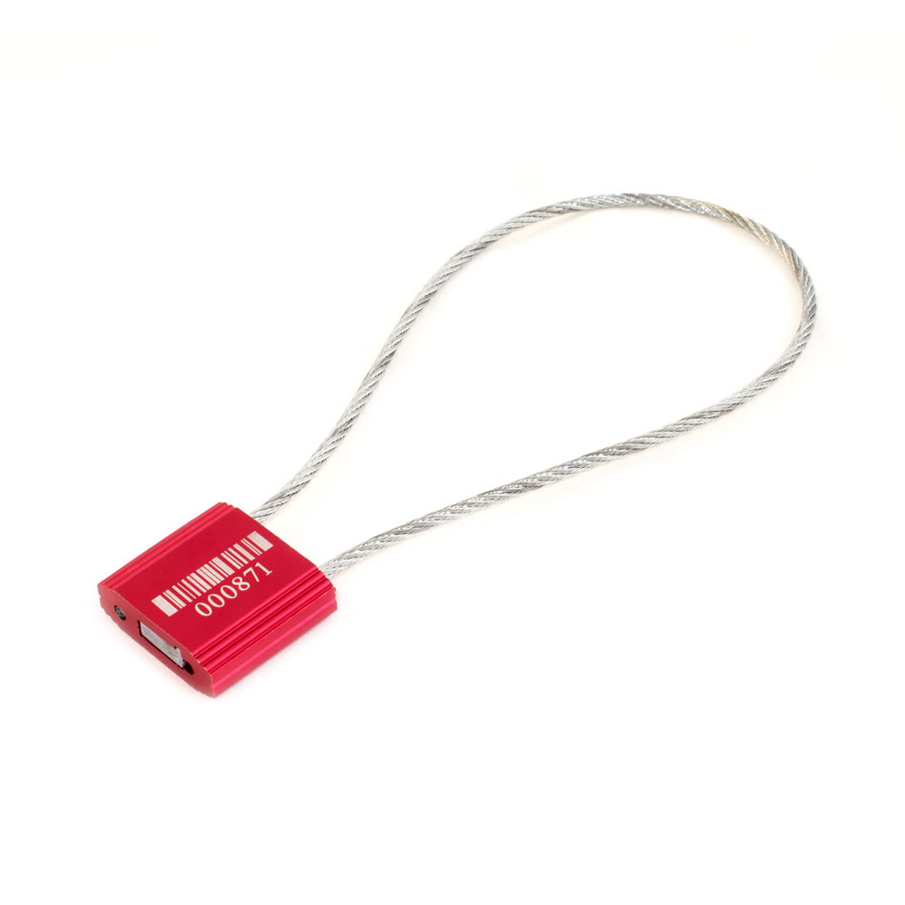 CABLE Security Lock Seal with 2.4mm-12" 25 pcs. Numbered / Barcode, RED