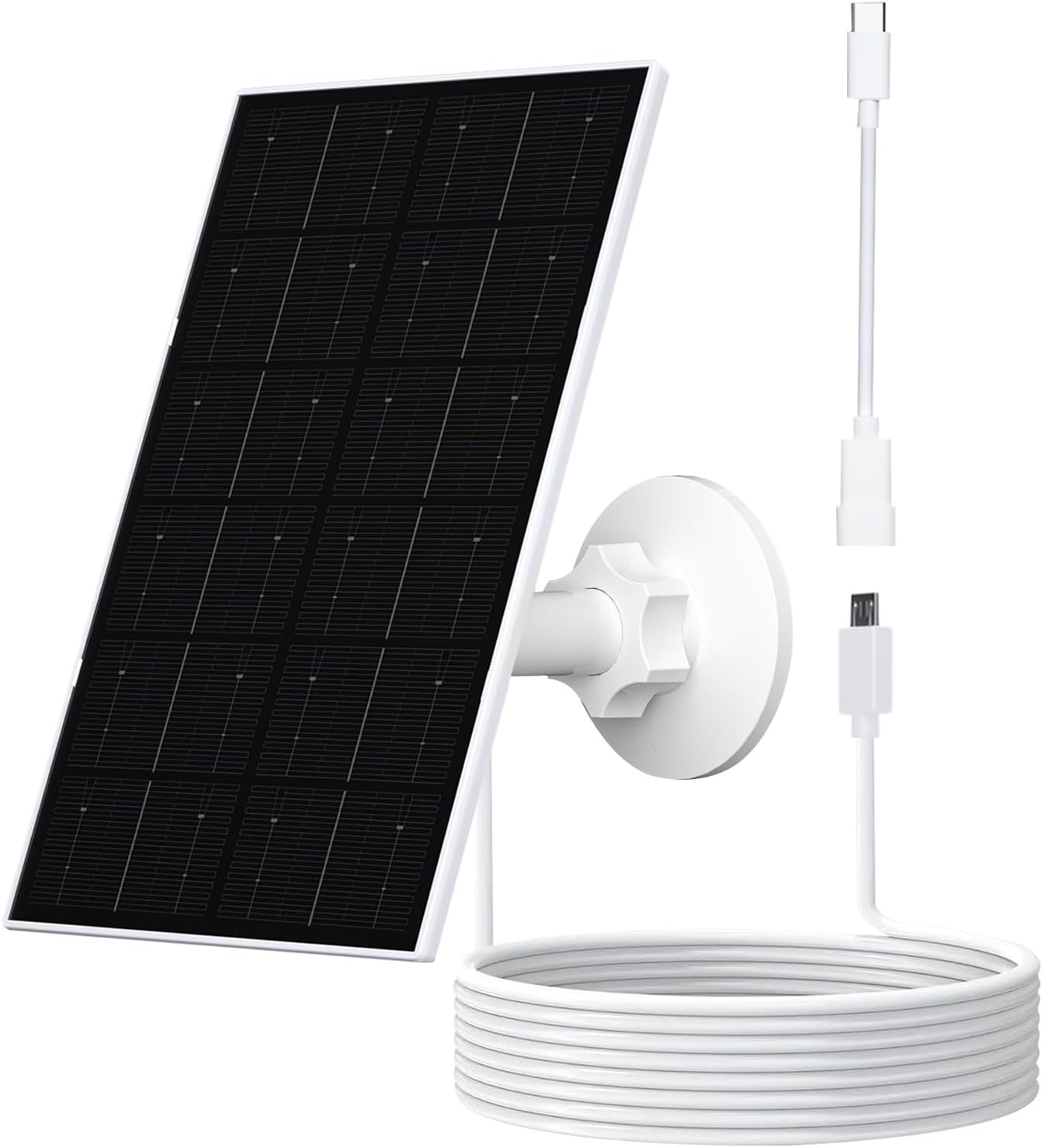 USB Solar Panel with 9.8FT Cable - Compatible & Adjustable for Security Cameras