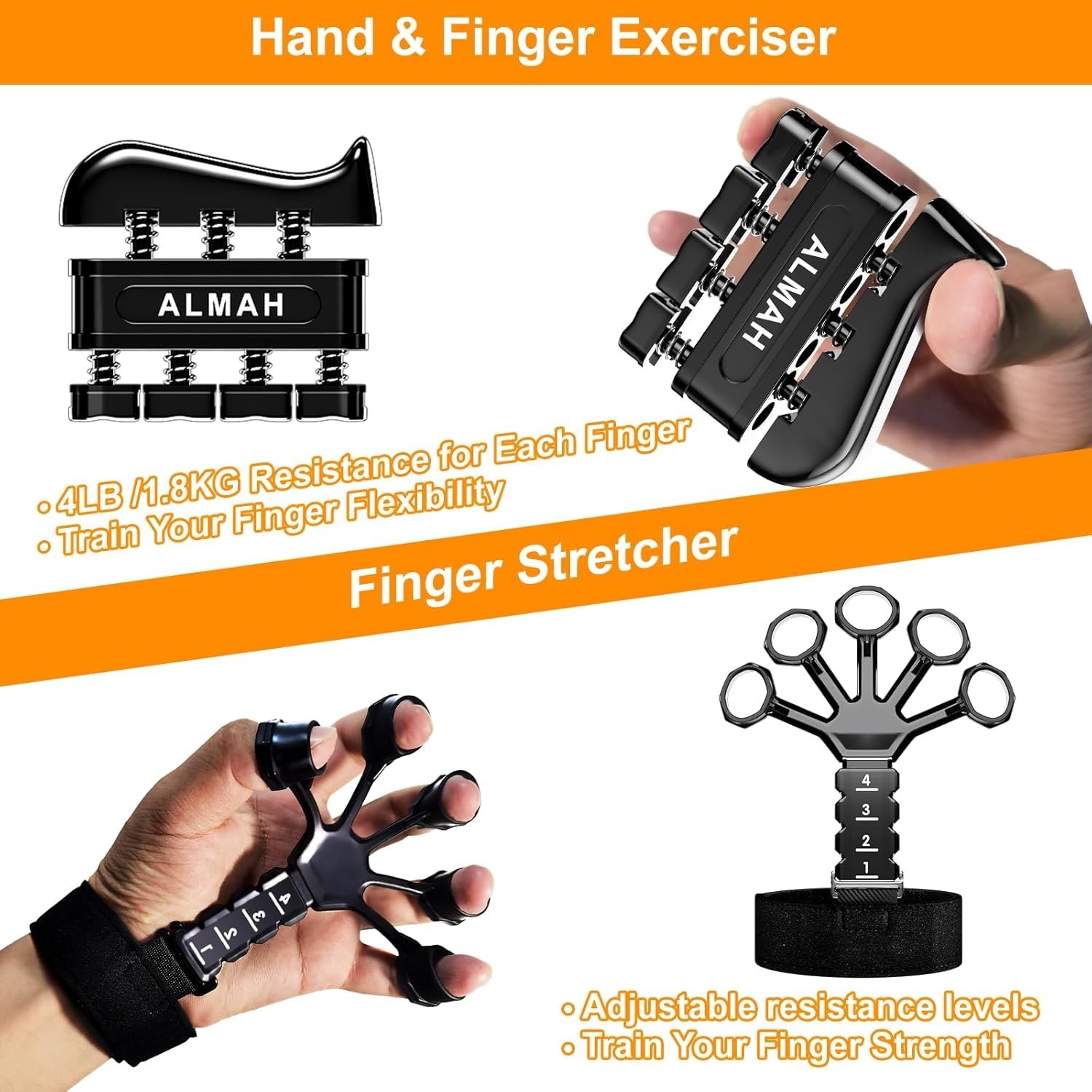 Kit Fortalecedor de Mano y Antebrazo 5Pcs Ajustable Ejercicio de Agarre