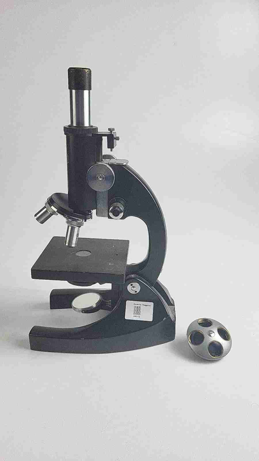 Vintage Heavy Brass Cast Iron Jonco Japan Microscope - No. 36709 - 4x 10x 40x