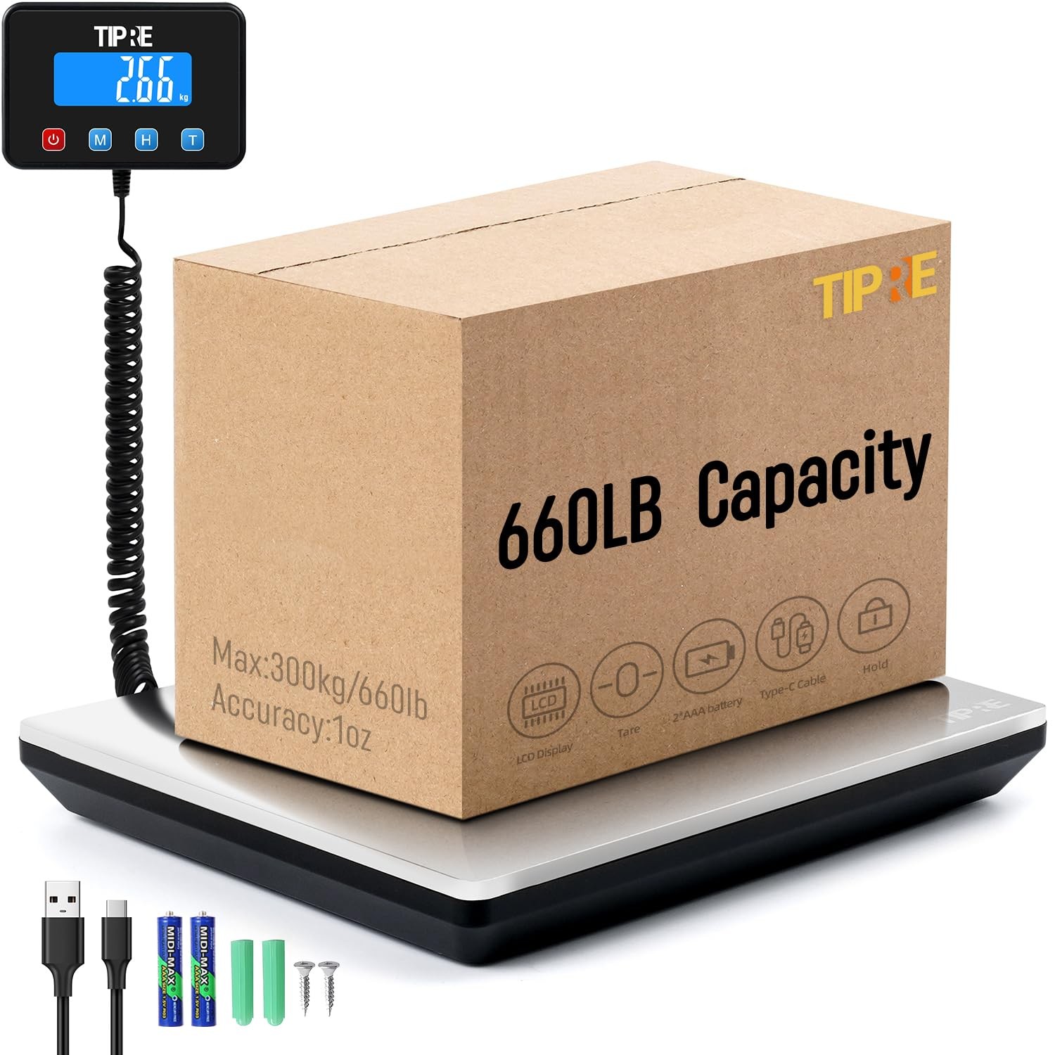 Digital Shipping Postal Scale 660lb/1oz Accuracy! Heavy Duty Postage Scale Extra