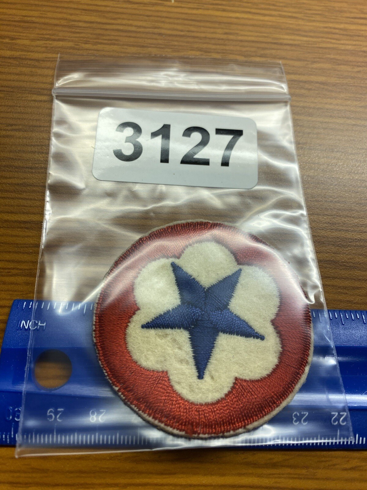 WWII Army Service Forces US Army Patch Blue Star Wool Variation INV3127