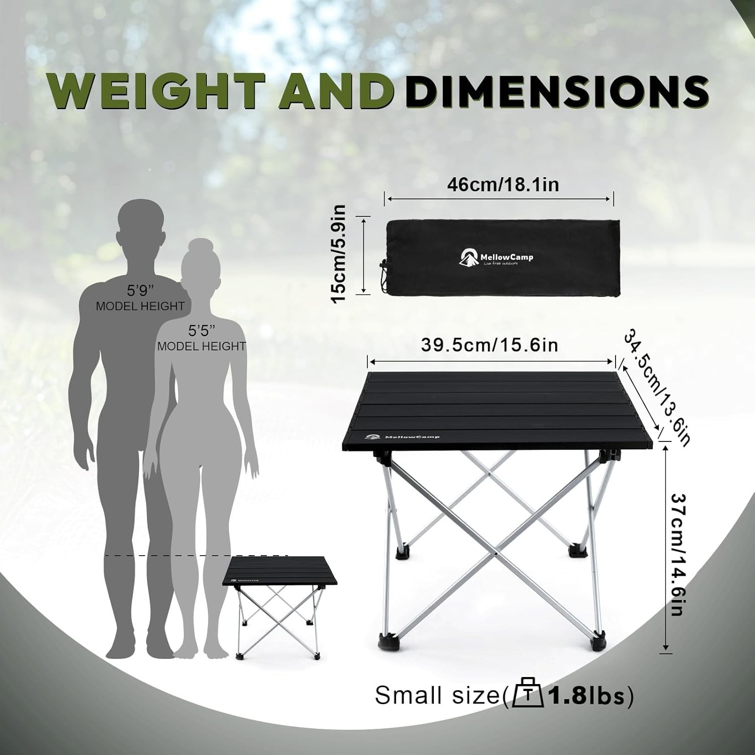 Camping Side Table, Ultralight Aluminum Folding Table, Small Compact Portable