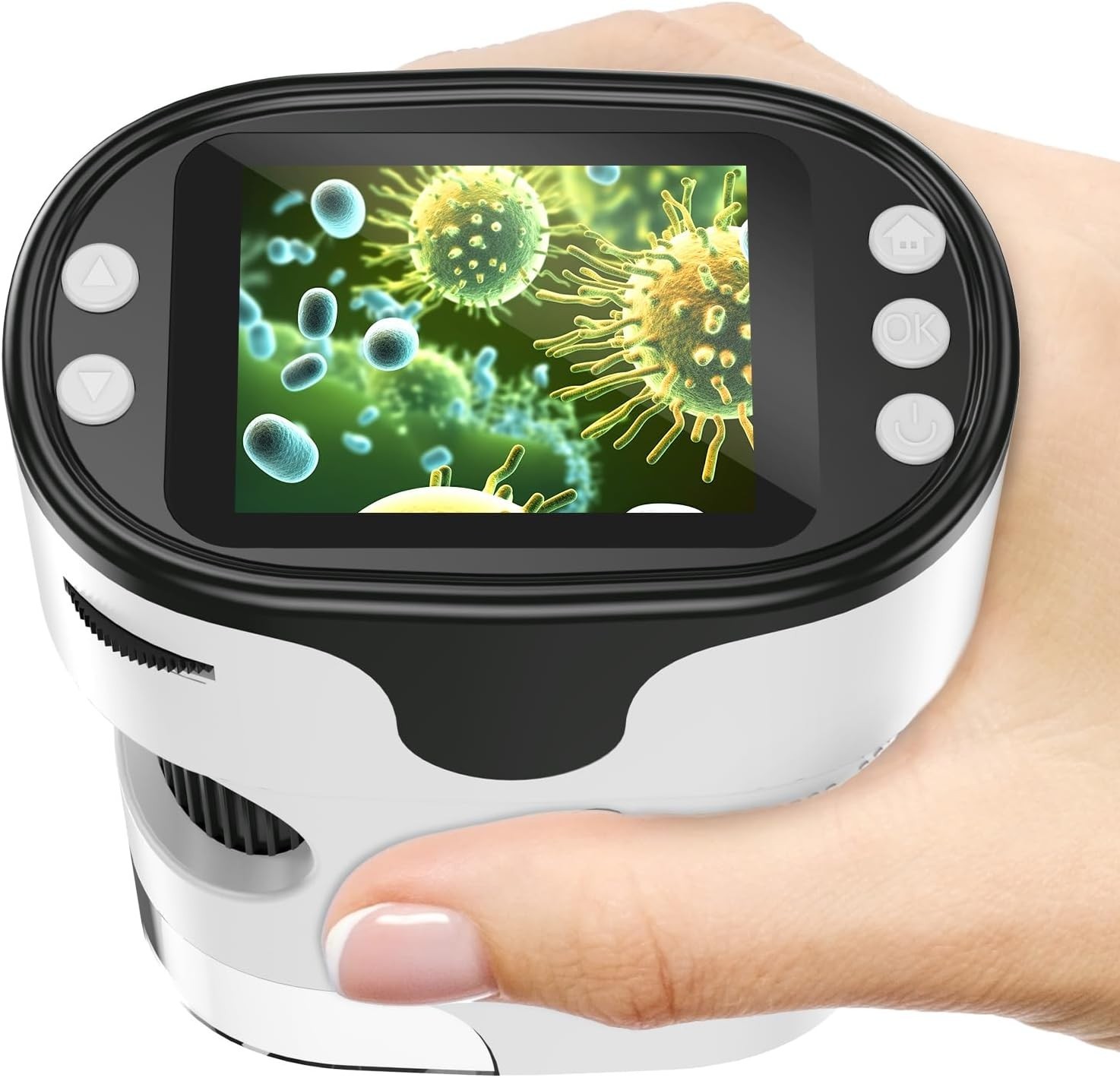 Portable 1000X Digital Microscope Kids 4K 2" Screen Rechargeable w/Slides Gift