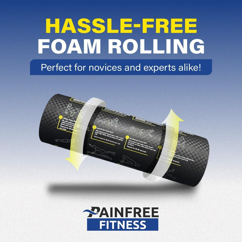 Foam Roller with Printed Exercises - 17.7''X 6'' Lightweight EPE/PE Exercise Rol