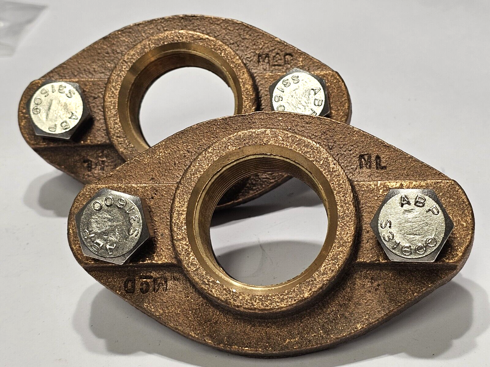 1-3/4" LEAD -FREE BRASS METER FLANGE CONNECTION 2PCS