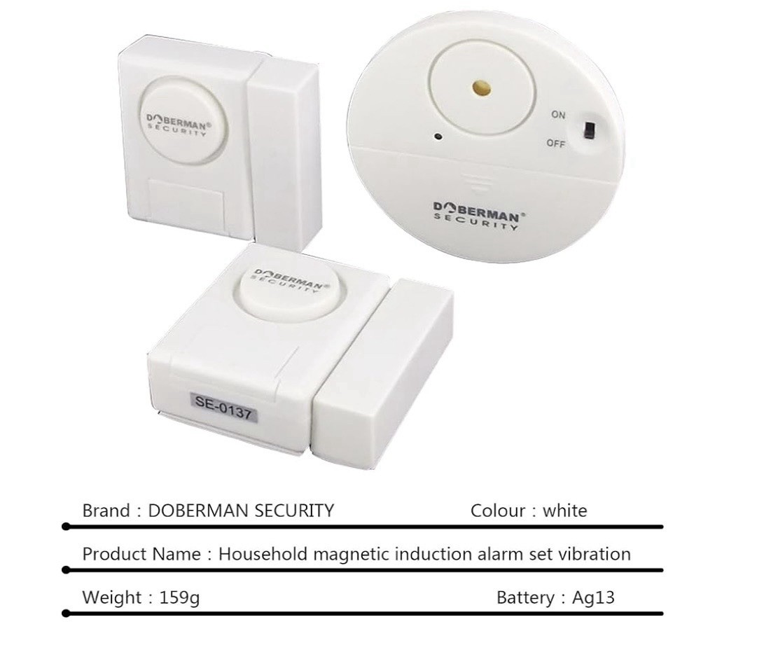 Doberman Security SE-0137 Window/Door Alarm Magnetic & Vibration Sensor 95dB