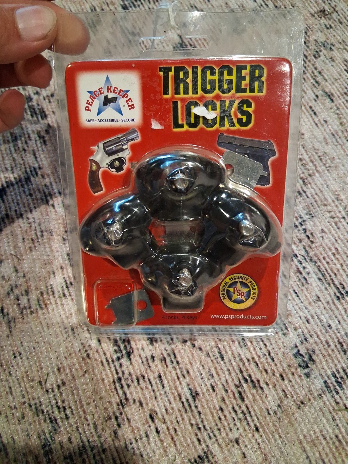 Peace Keeper 4 Pack Trigger Lock Keyed Alike withKeys for Gun Lock Black