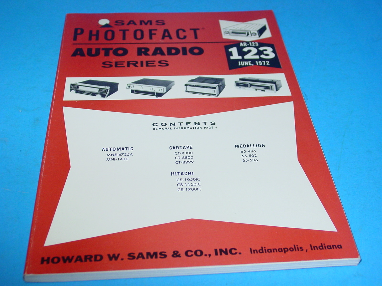 Sams Photofact Auto Radio Series AR-123 123 June 1972