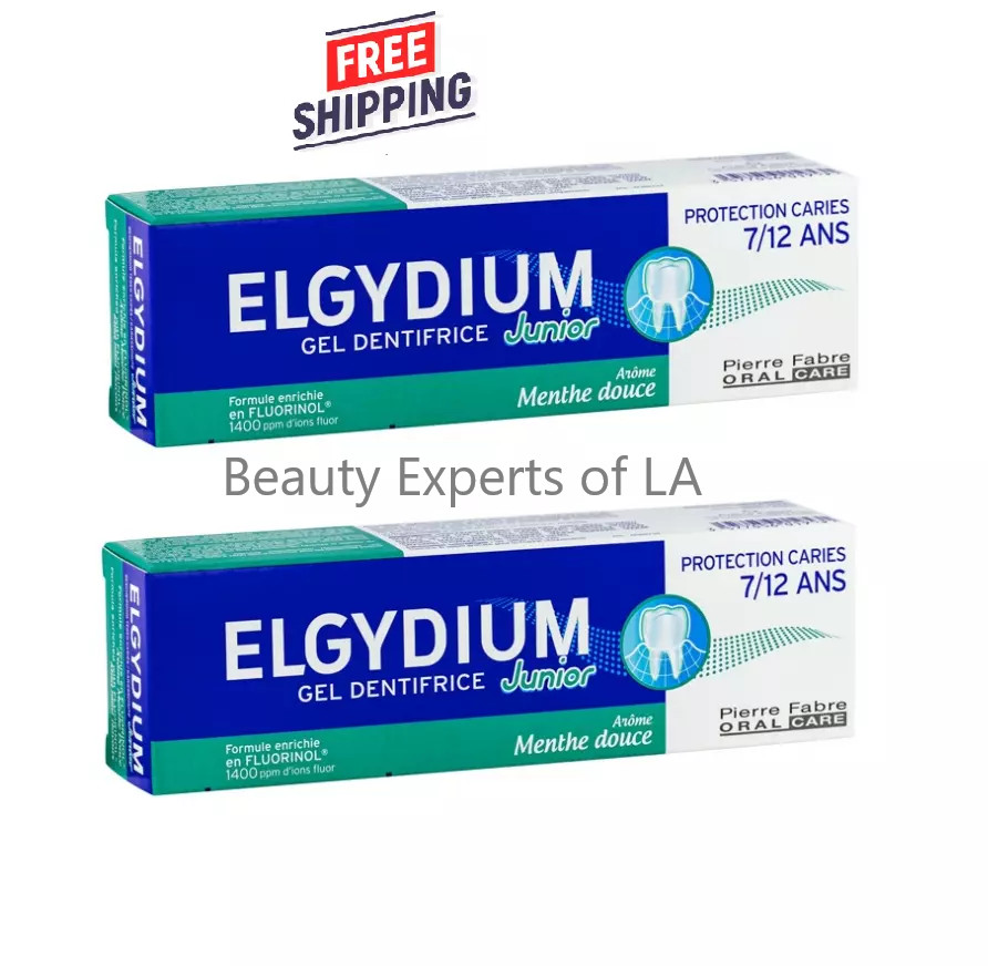 2X Elgydium Toothpaste Gel Junior Decay Protection 7/12 Years Old 50ml Exp 01/27