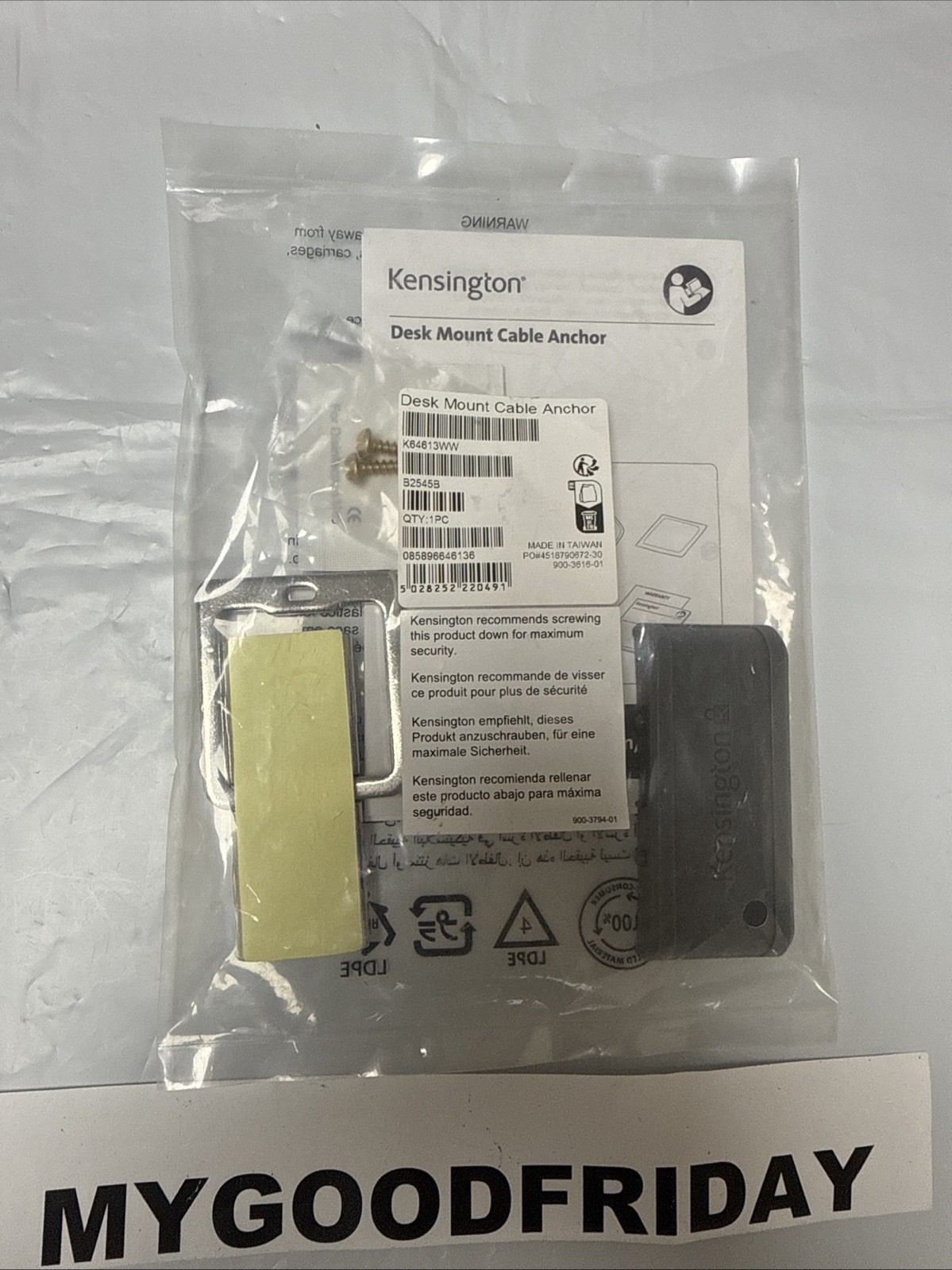 Kensington Desk Mount Anchor  K64613WW for Cable Locks- Brand New