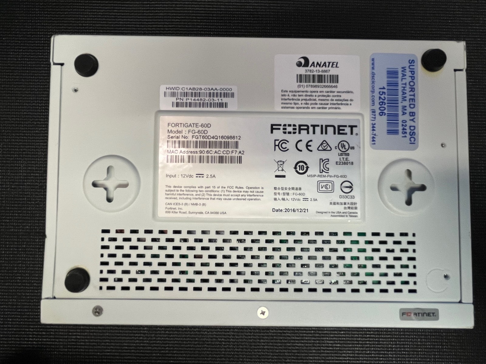 Fortinet Fortigate 60E FG-60E Network Security Firewall *No AC Adapter*