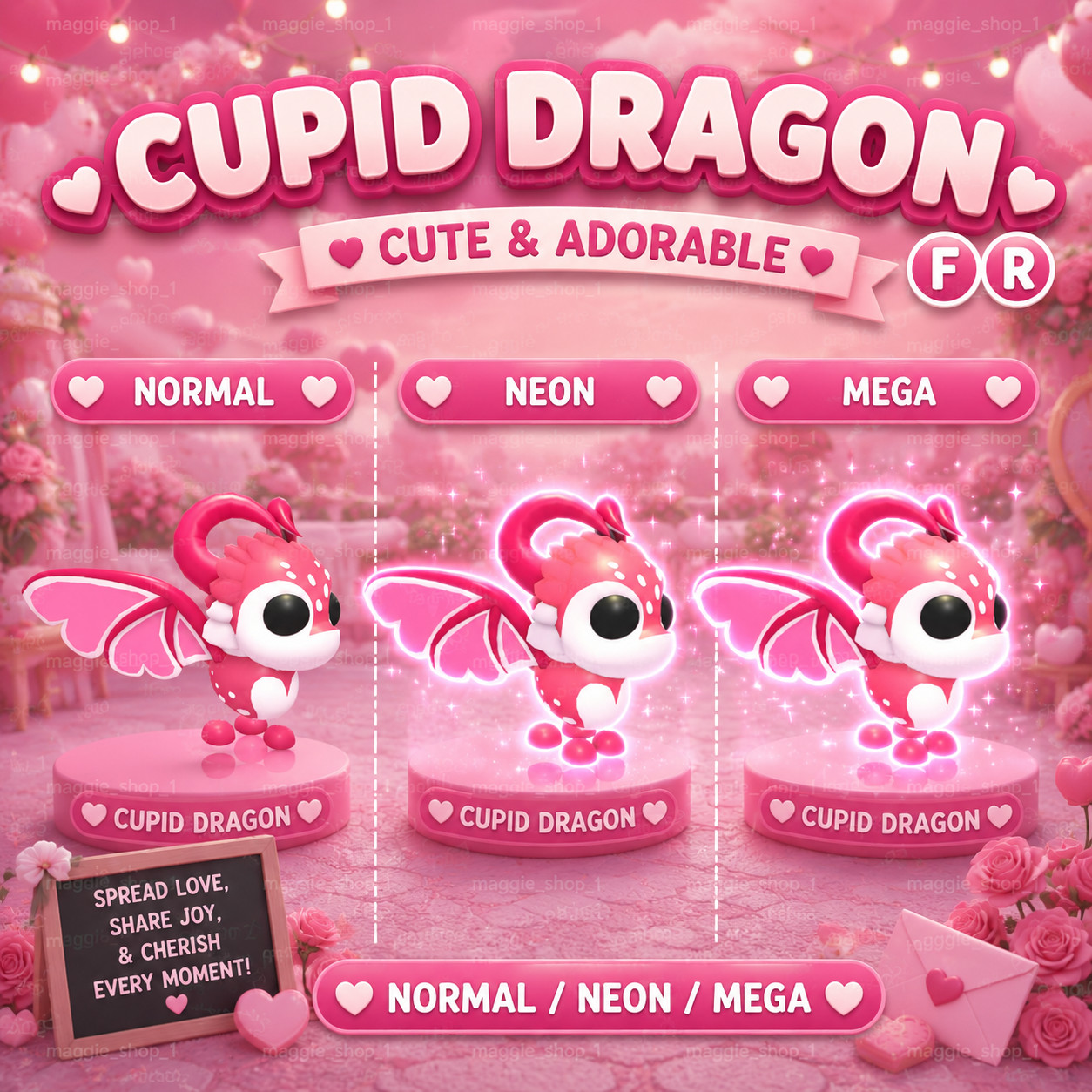 Cupid Dragon FR Normal/Neon /Mega ✨ Adopt From Me Today ✨ Top Picks
