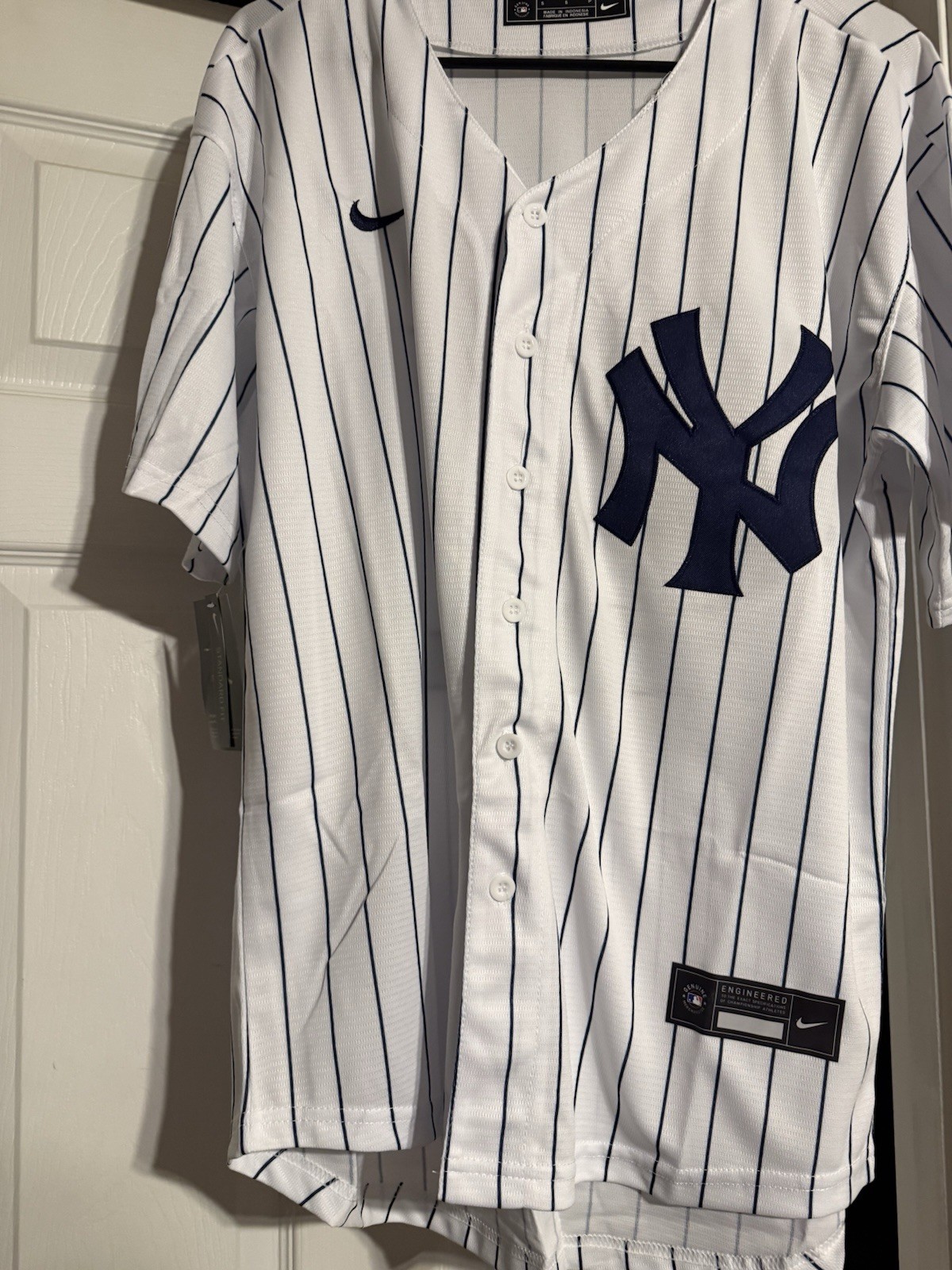 NEW- RICE WHITE  PINSTRIPE GAMETIME YANKEES JERSEY SIZE XL