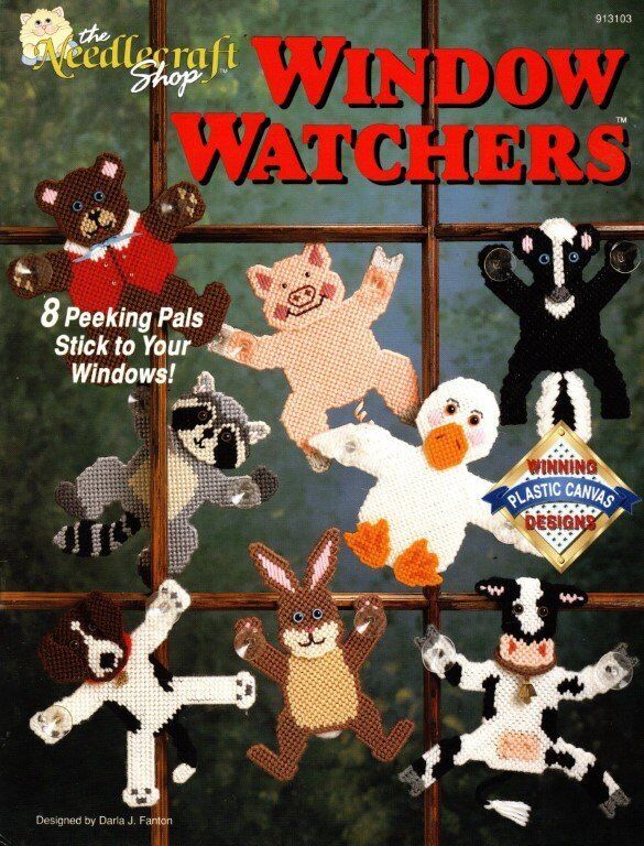 THE NEEDLECRAFT SHOP PLASTIC CANVAS WINDOW WATCHERS 8 DESIGNS