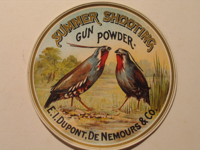 Vintage DuPont Gun Powder Label Summer Shooting  5 1/4" Pre-War Original