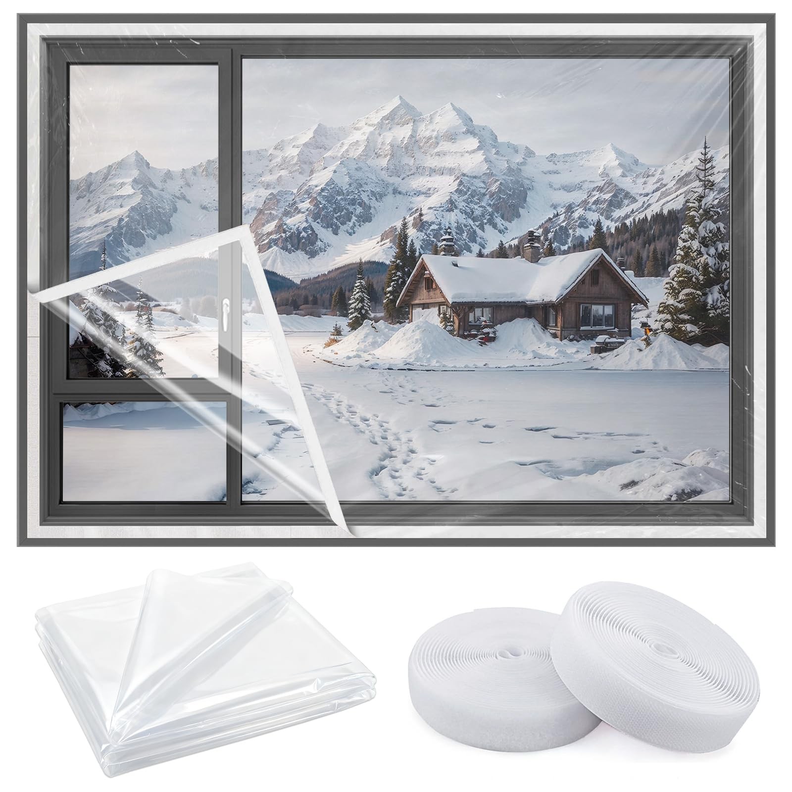 Heavy Duty Window Insulation Kit for Winter - 75 in x 79 in Clear Plastic 180...