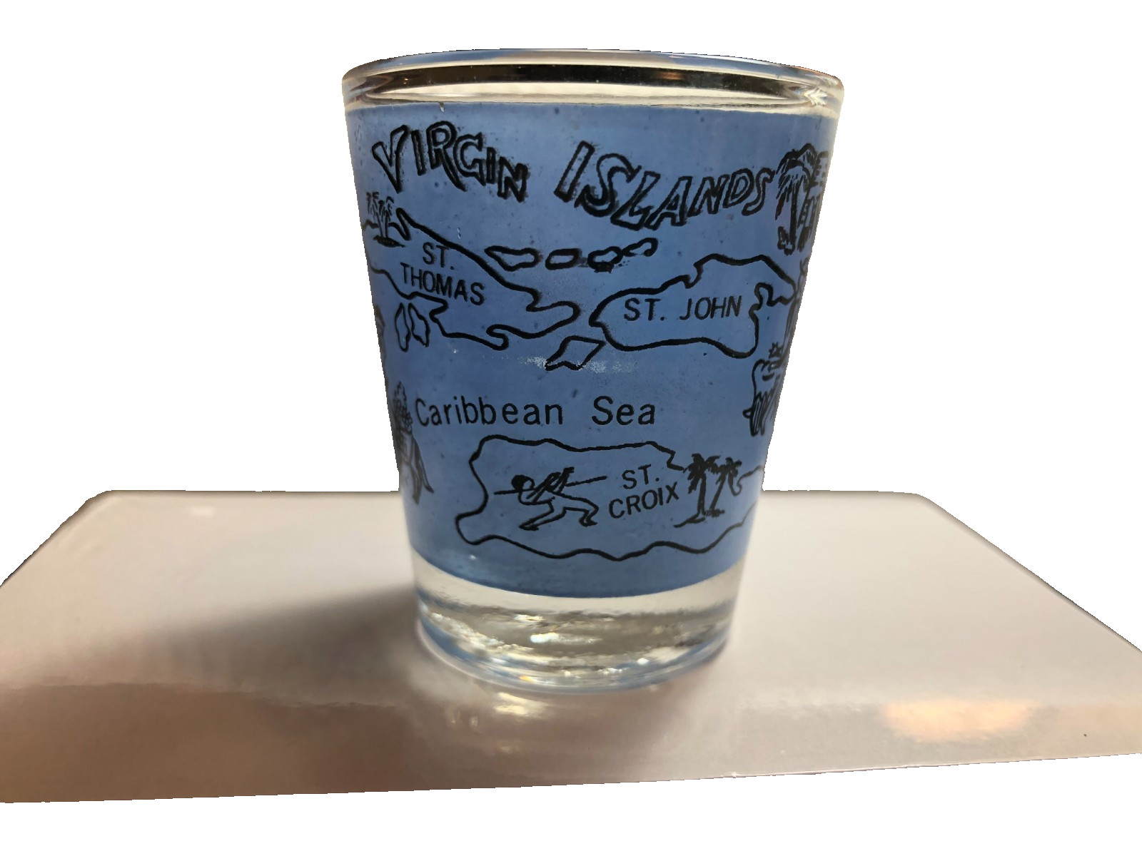 Virgin Islands, Illustrating Islands, Souvenir Whiskey Shot Glass, #511
