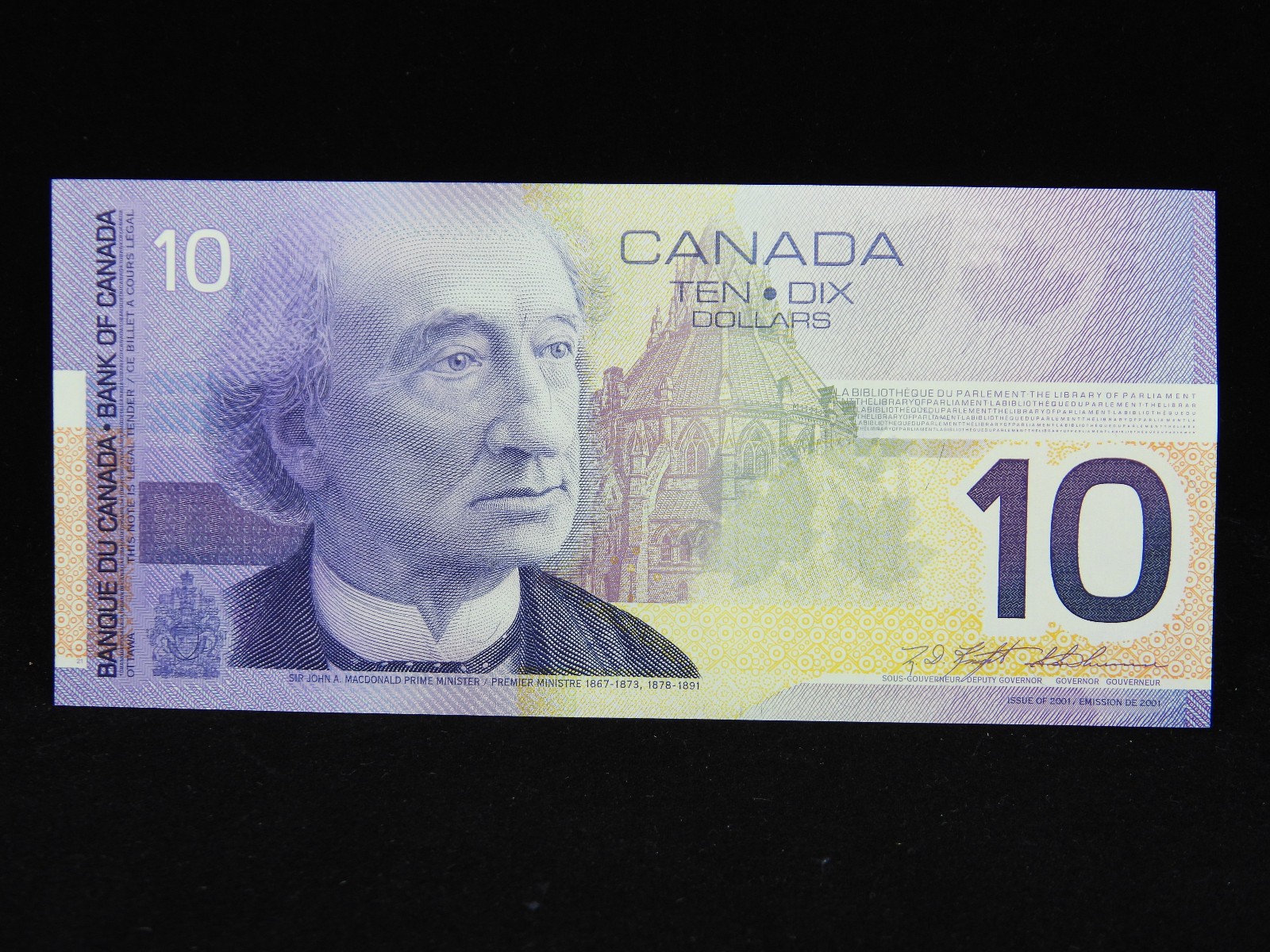 2001 $10 Dollar Canada Banknote FDT 0255066 Knight Thiessen Printed 2000 GEM UNC