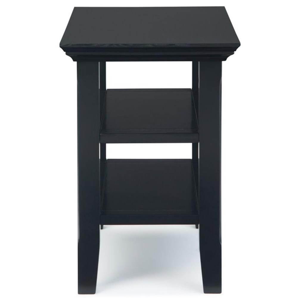 Trent Home Wood 14" Rectangle Transitional Narrow Side Table in Black