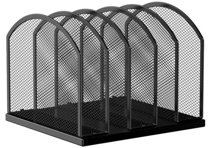 5-Section Vertical Desktop Organizer, 5-Section Mesh 1 Pack 5-Section Black