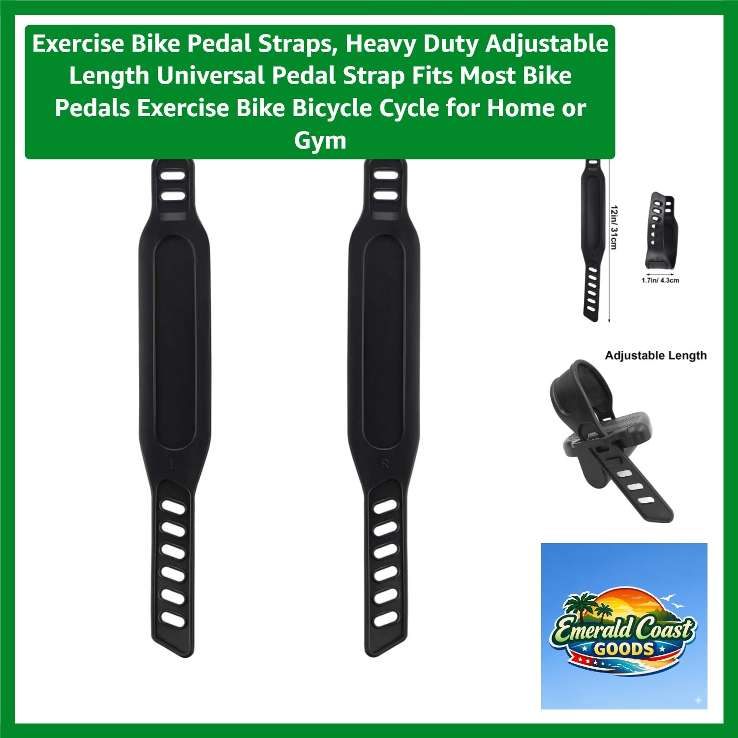 4-Pack Adjustable Exercise Bike Pedal Straps - Enhance Your Cycling Experience