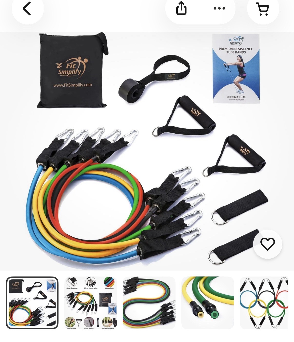Fit Simplify Resistance Tube Bands 12 Piece Set with Instruction Booklet