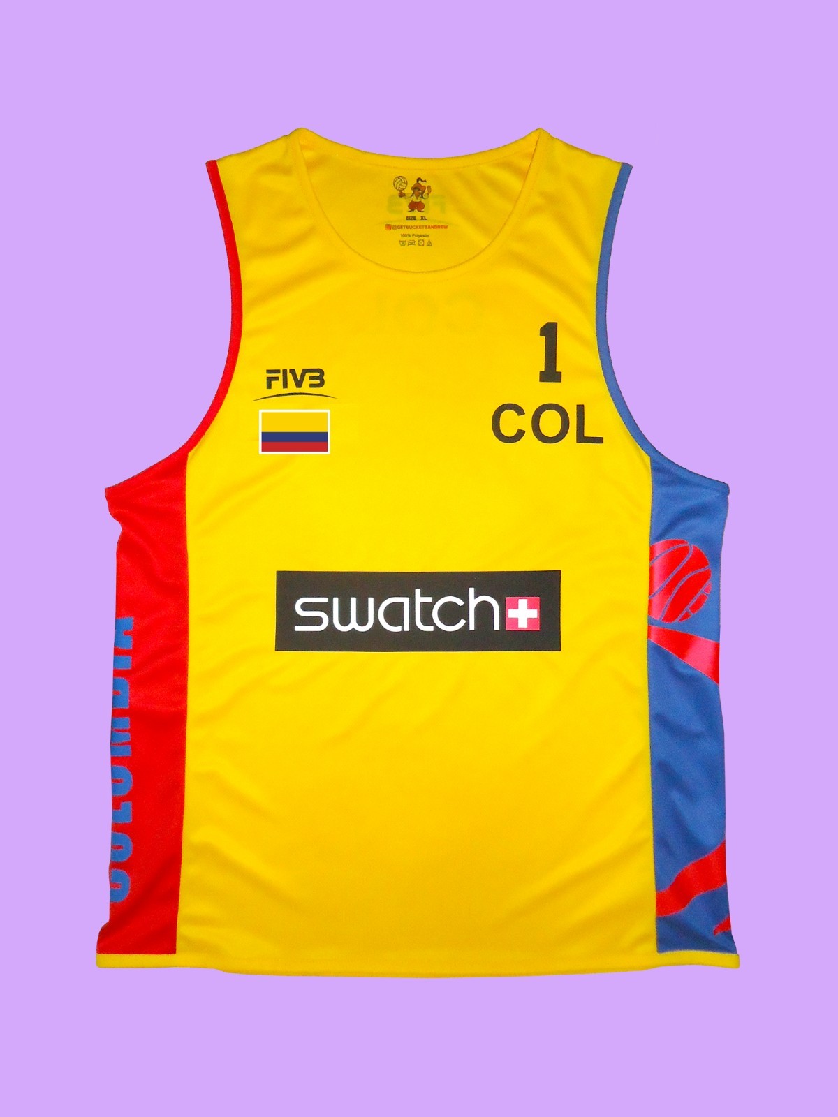 Beach Volleyball Jersey COLOMBIA 🇨🇴 #1 Size S, M, L, XL, 2XL New