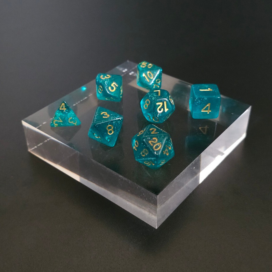 Full Set of Dice - Celestial Sparkle - D4 through D20 - Dungeons & Dragons - D&D