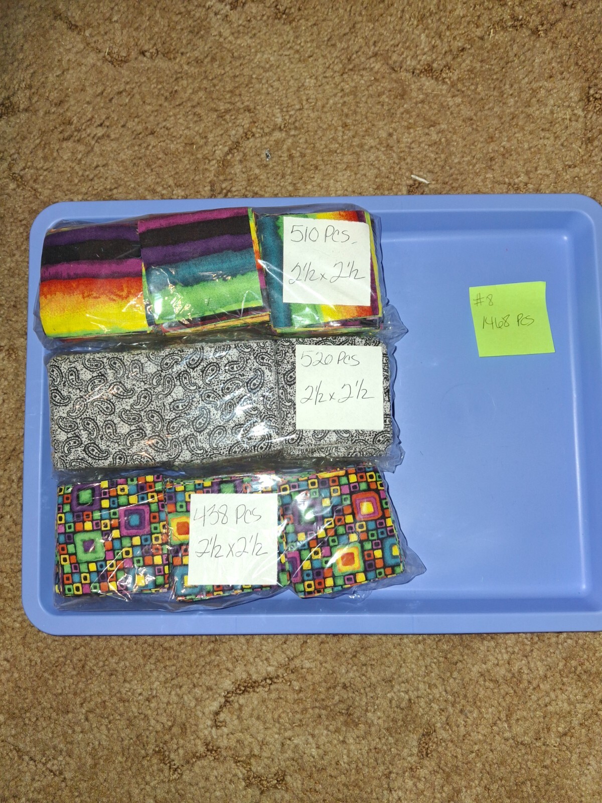 2.5 x 2.5 inch precut squares 100% cotton fabrics 1468pcs total