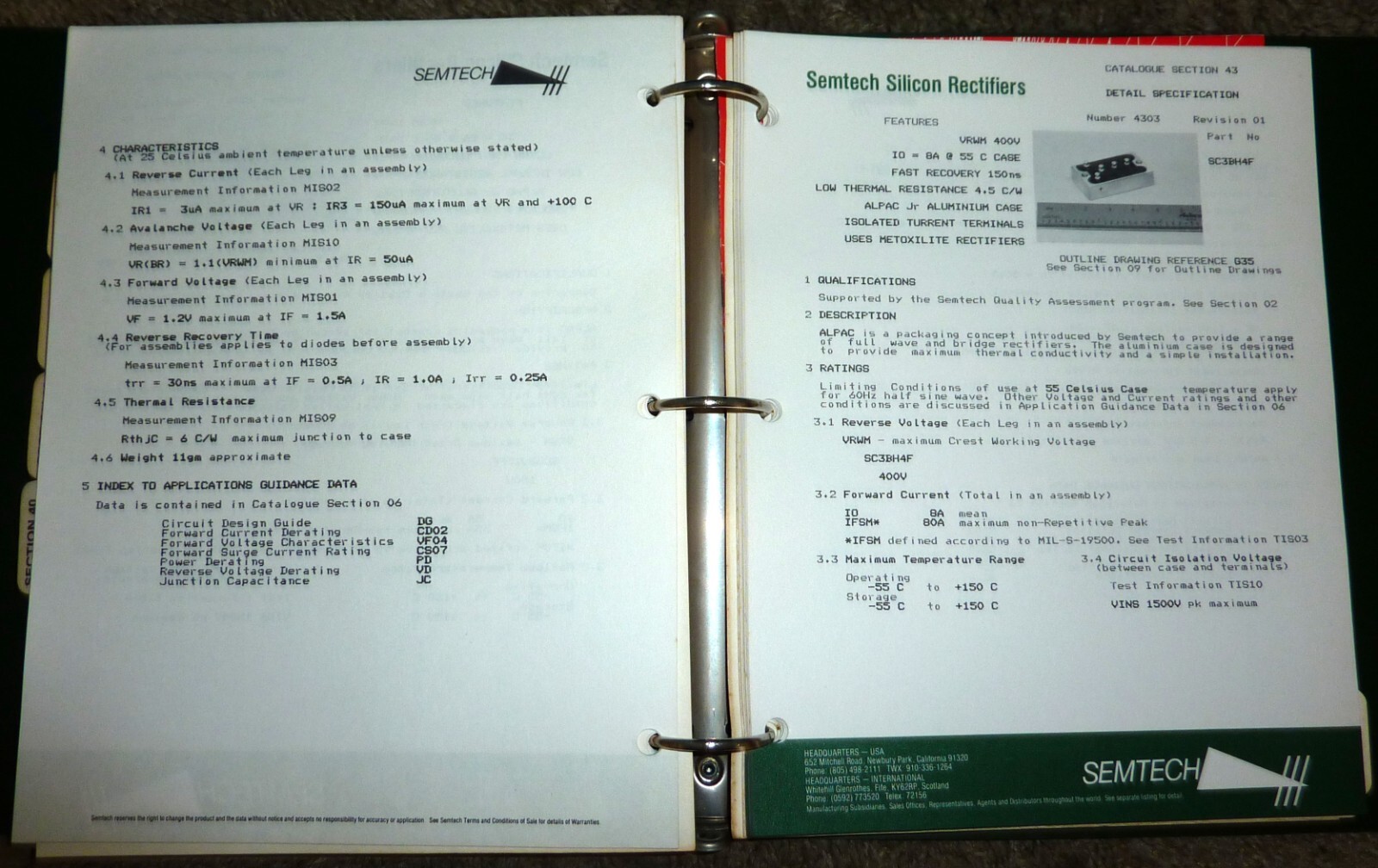 Semtech Corporation Catalogs & Data Sheets In Binder
