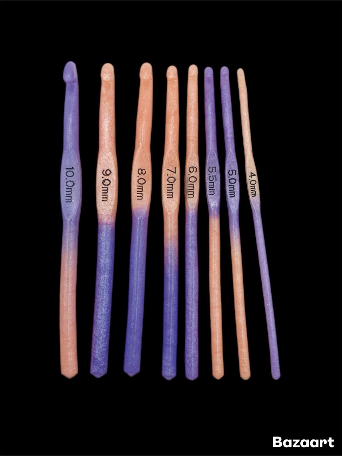 Crochet Needle Hook Set Of 8 Handmade Resin Christmas Gift Pink And Purple