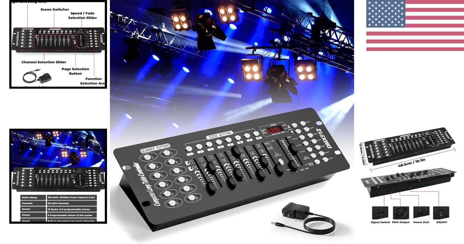 192 DMX Controller Use for Editing Program of Stage Lighting,DMX 512 DJ Contr...
