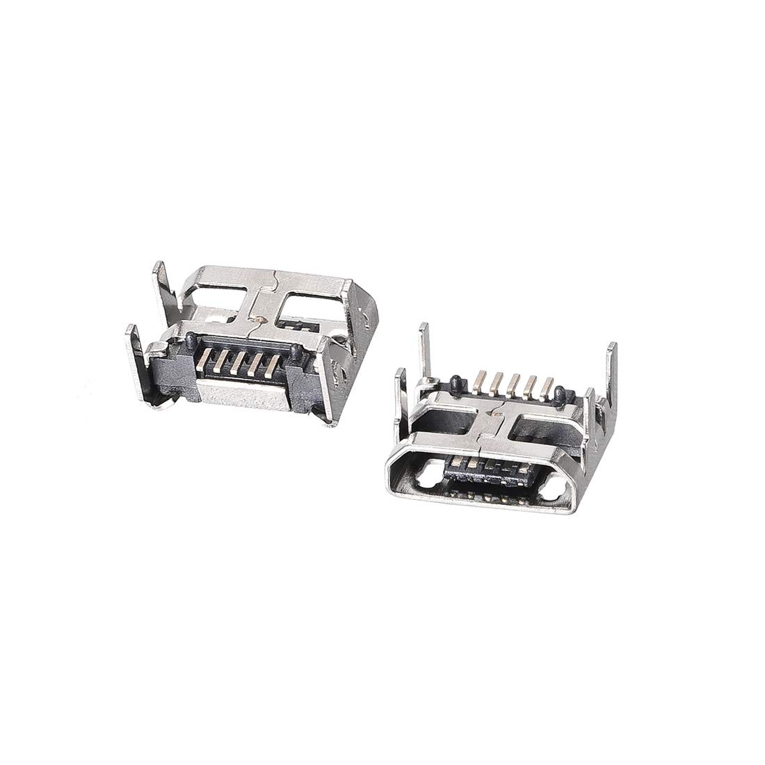 uxcell 10PCS Micro USB Female Socket Connector Jack Port, 5-Pin DIP Silver