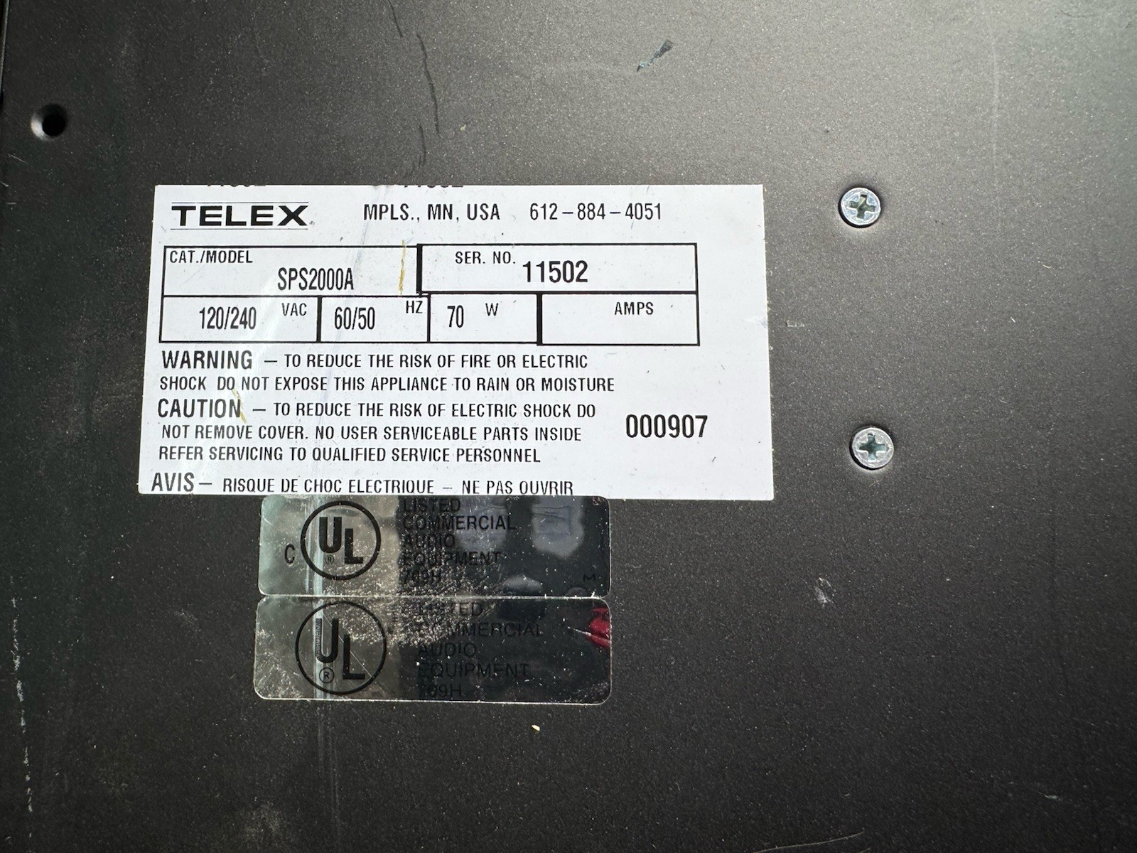 Telex Audiocom SPS2000A & US2000A Intercom Console