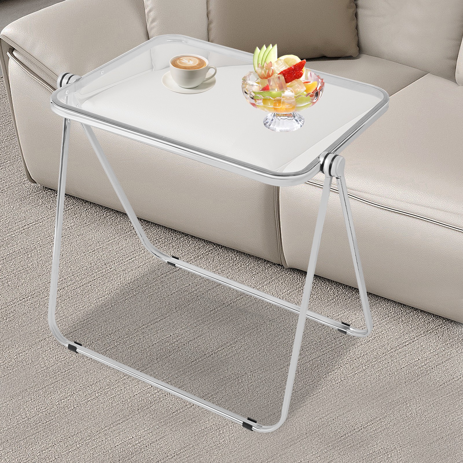 Folding Tray Table Clear Side Table Transparent End Clear Furniture Tiny Desk