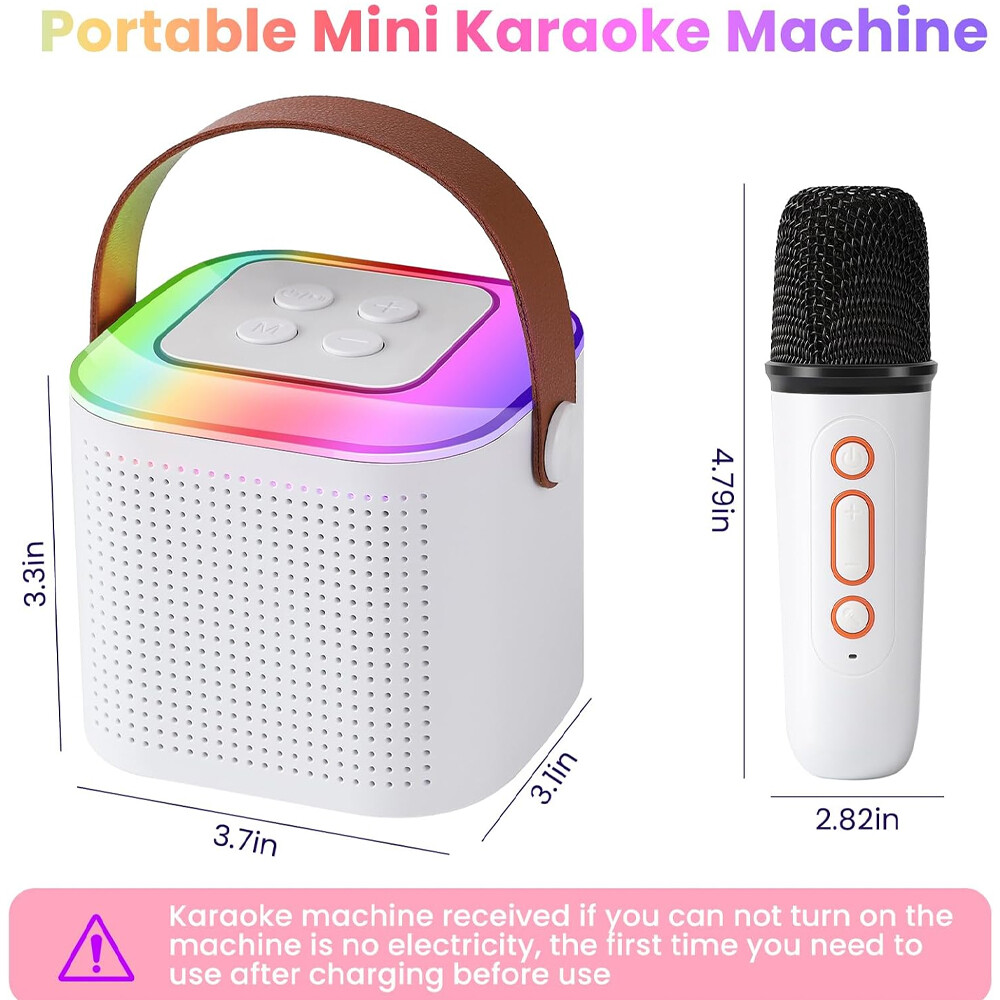Mini Kids Karaoke Machine Portable Bluetooth Speaker with 2 Wireless Microphone