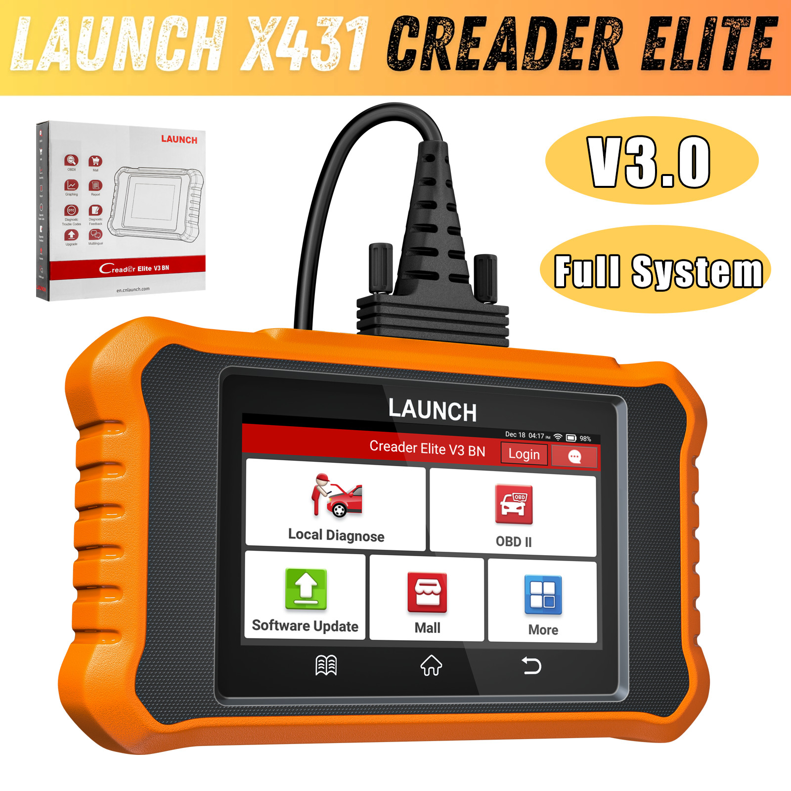Launch Creader Elite 3.0 for Mercedes Full System OBD2 Scanner Diagnostic Tool