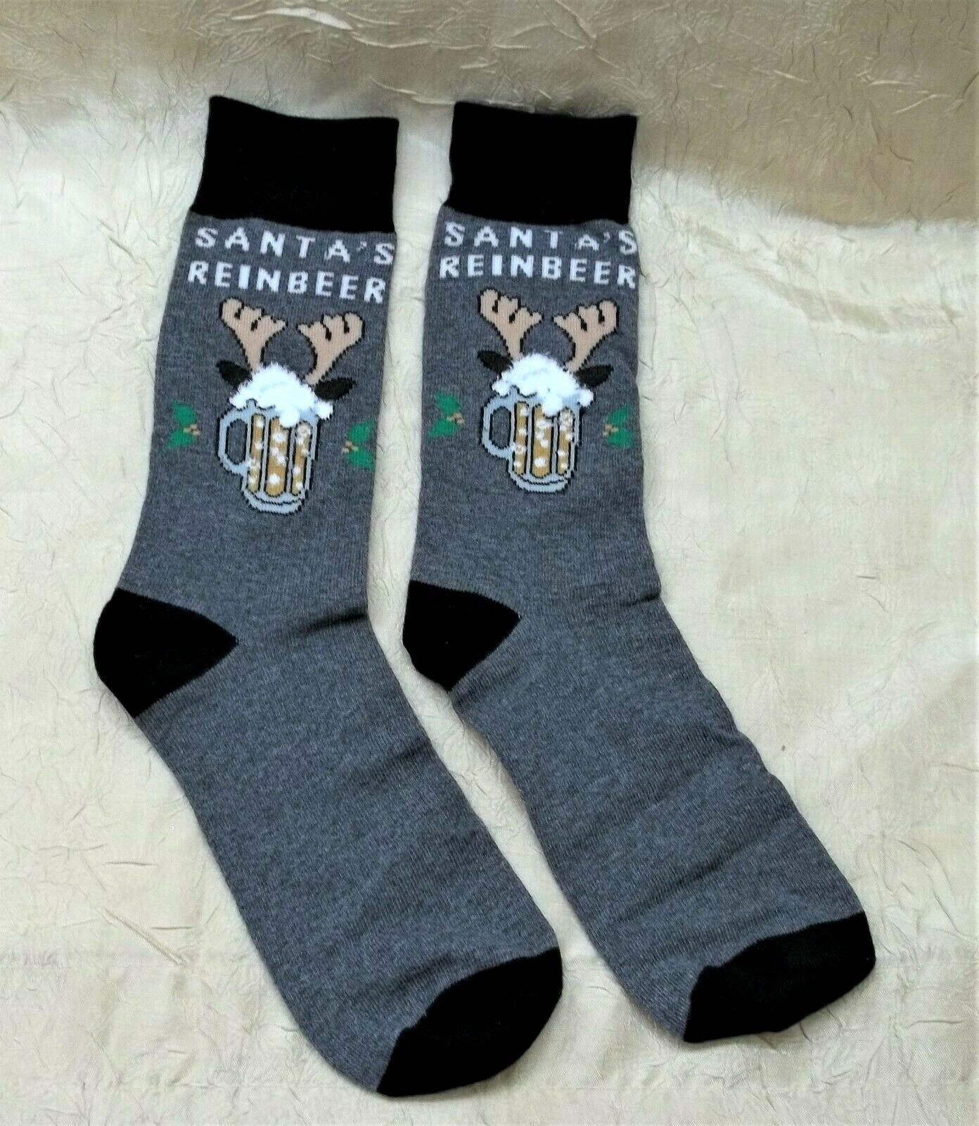 Santa's Reinbeer Christmas Holiday Fashion Socks One Size Fits Most New