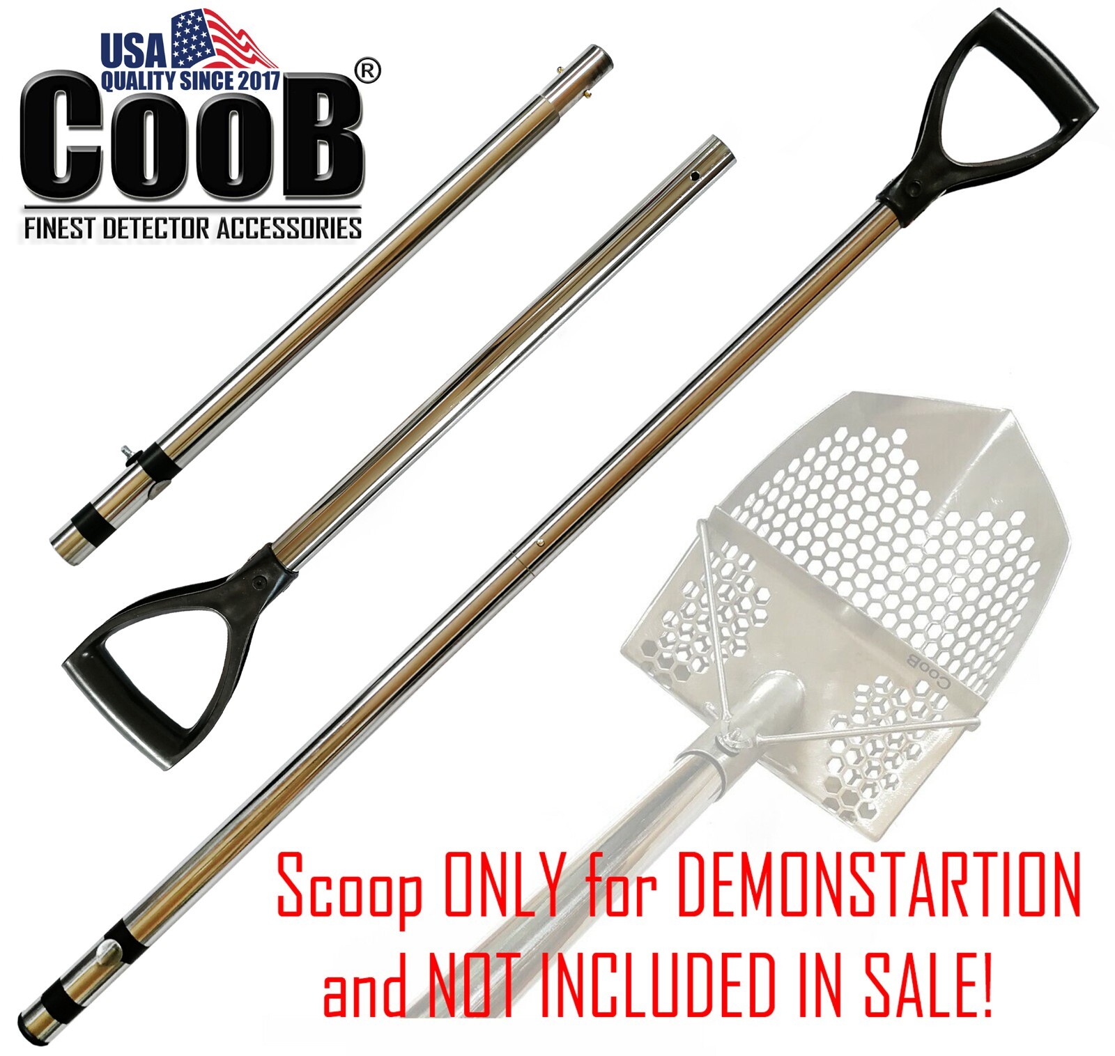 CooB Stainless Steel Metal Detector Detecting Hunting Tool Pole for Sand Scoop